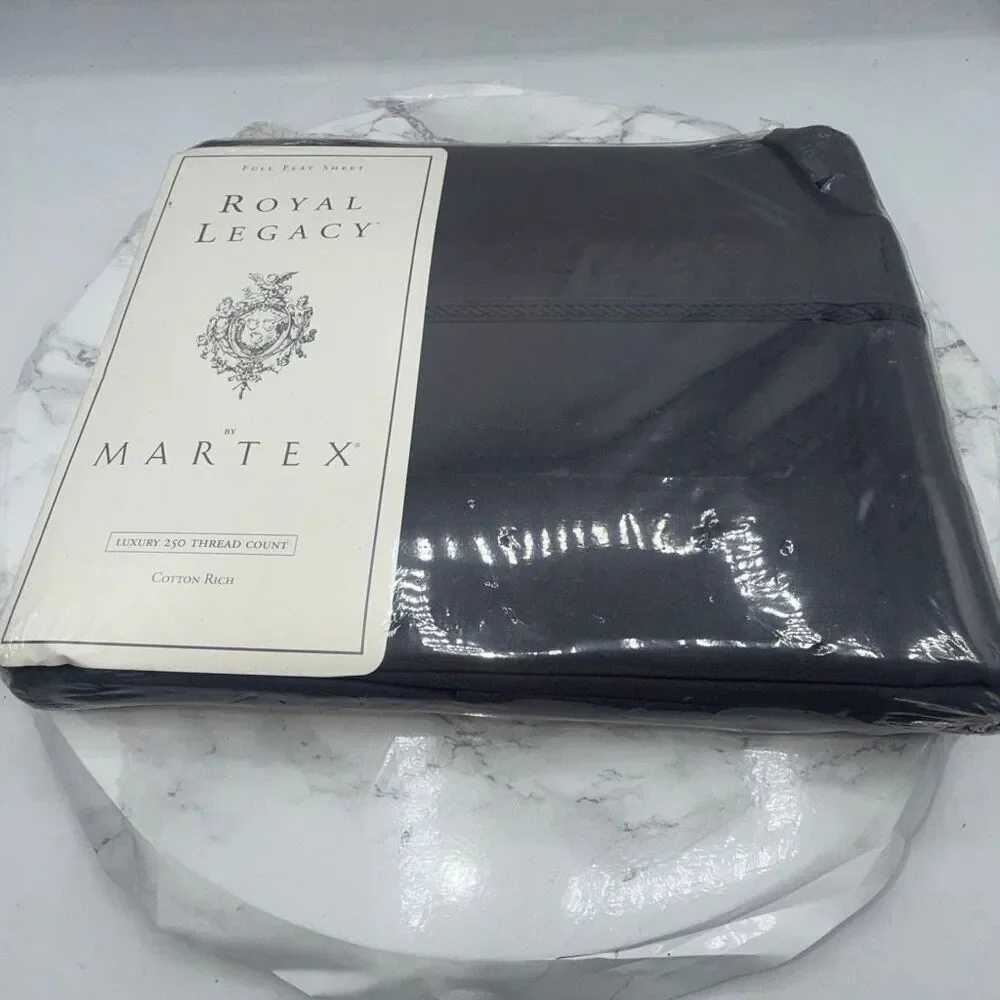 ROYAL LEGACY BY MARTEX Luxury 250 Thread Count Charcoal Flat Full Size Sheet-NEW